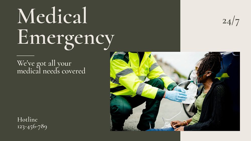 Medical emergency  blog banner template, editable text