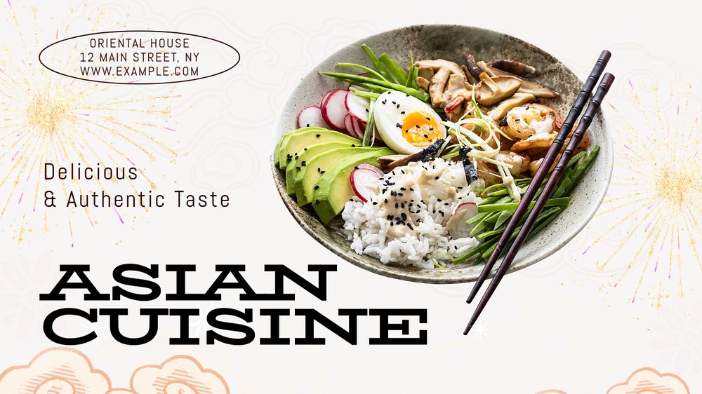 Asian cuisine  blog banner template, editable text