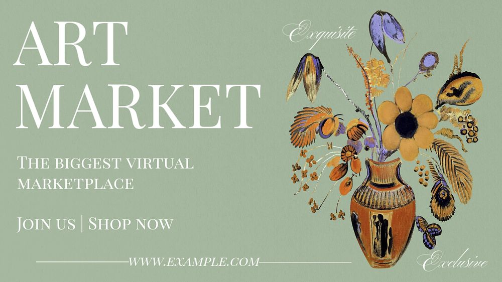 Art market  blog banner template, editable text