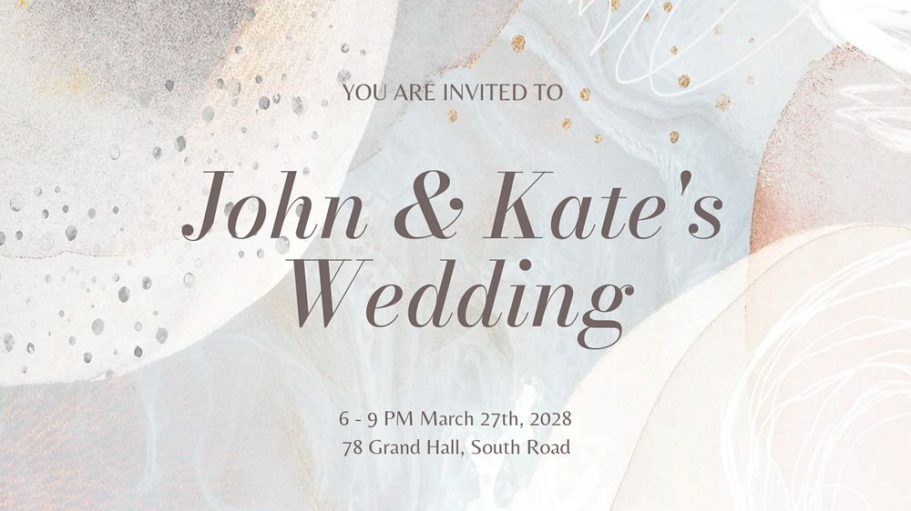 Wedding invitation blog banner template, editable text