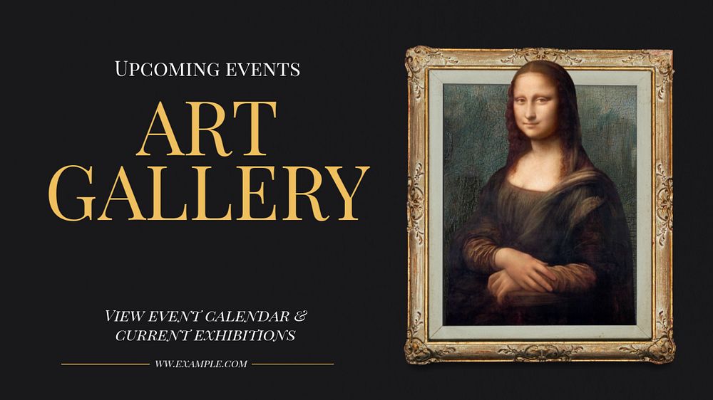 Art gallery events blog banner template, editable text