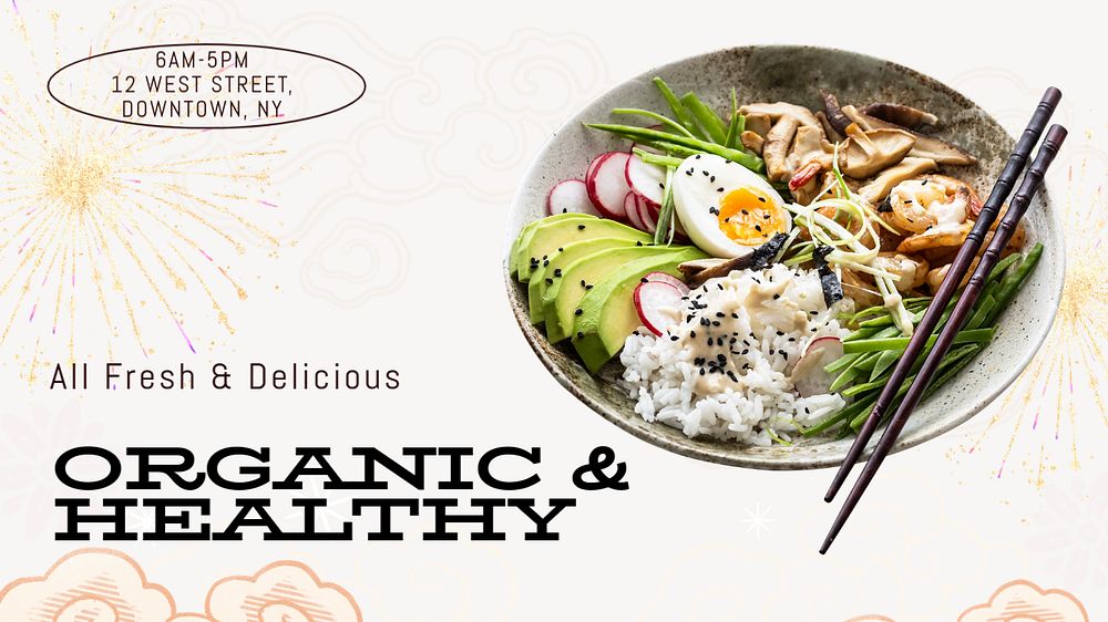 Organic & healthy  blog banner template, editable text