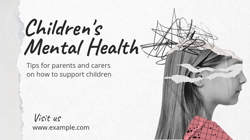 Children's mental health  blog banner template, editable text