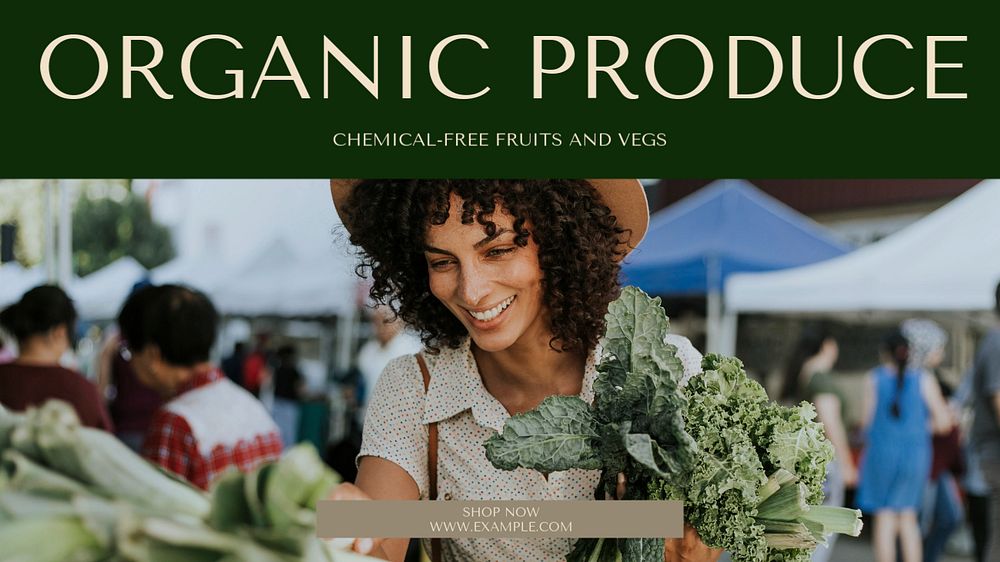 Organic produce  blog banner template, editable text