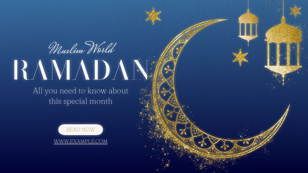 Ramadan blog banner template, editable text