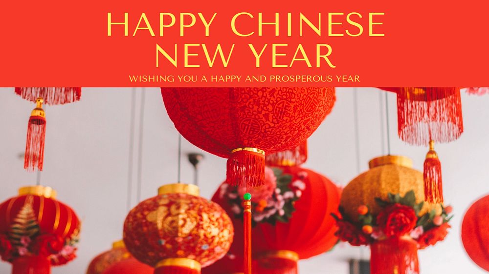 Chinese new year  blog banner template, editable text