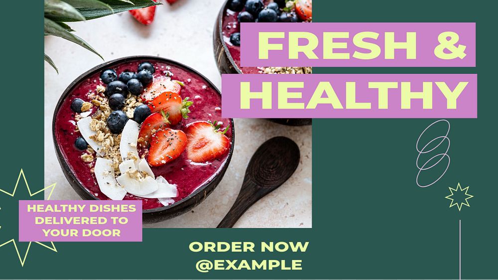 Fresh & healthy food  blog banner template, editable text