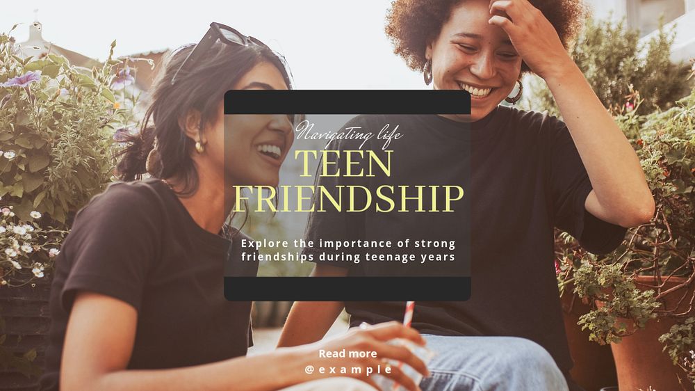 Teenager blog banner template, editable text