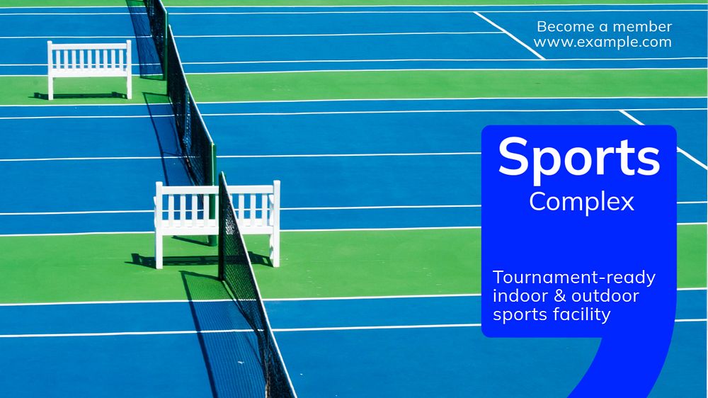 Sports complex blog banner template, editable text