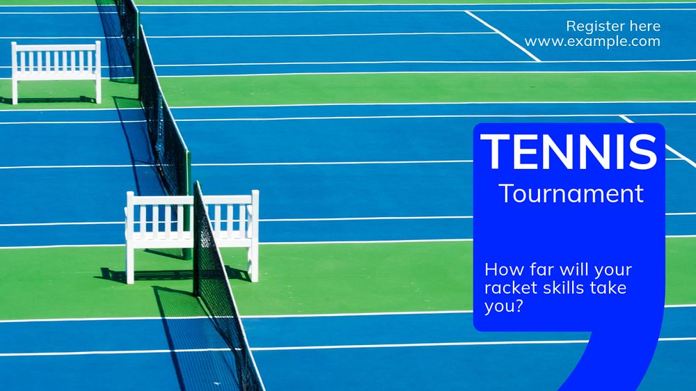 Tennis tournament  blog banner template, editable text