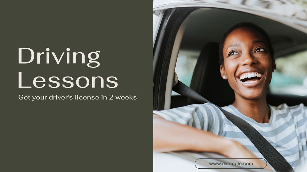 Driving lessons blog banner template, editable text