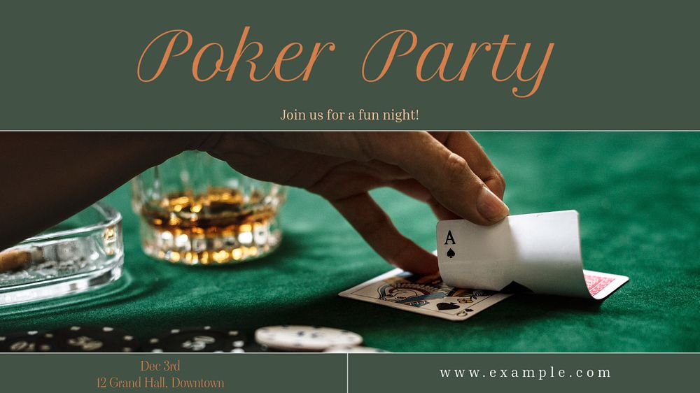 Poker party blog banner template, editable text