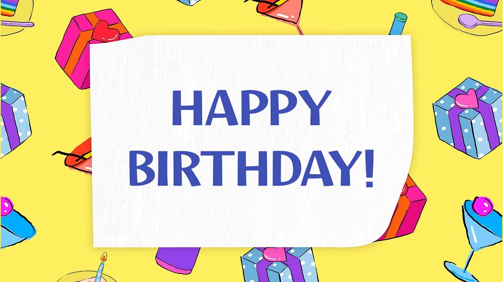 Happy birthday blog banner template, editable text