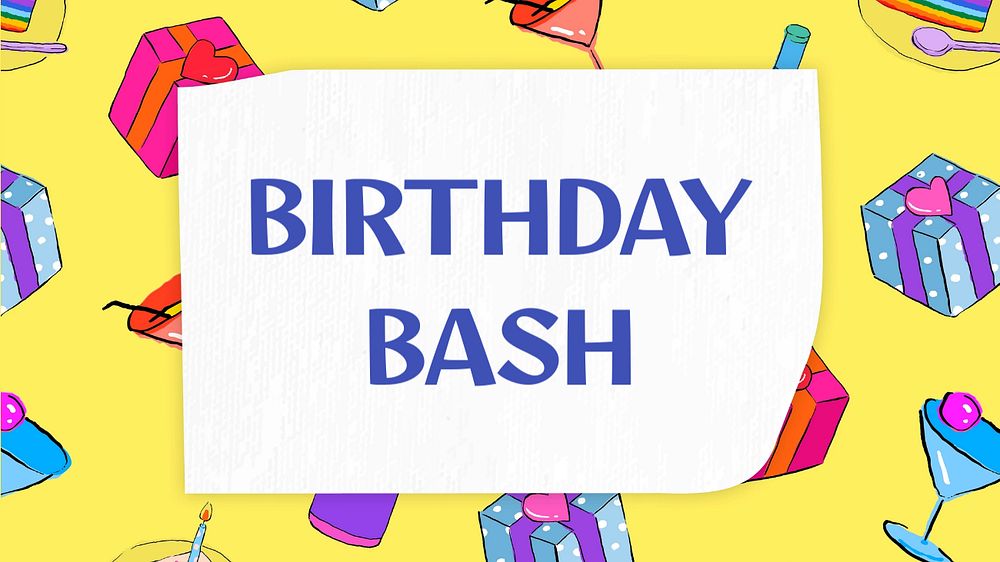 Birthday bash blog banner template, editable text