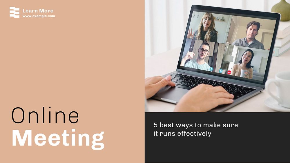 Online meeting blog banner template, editable text