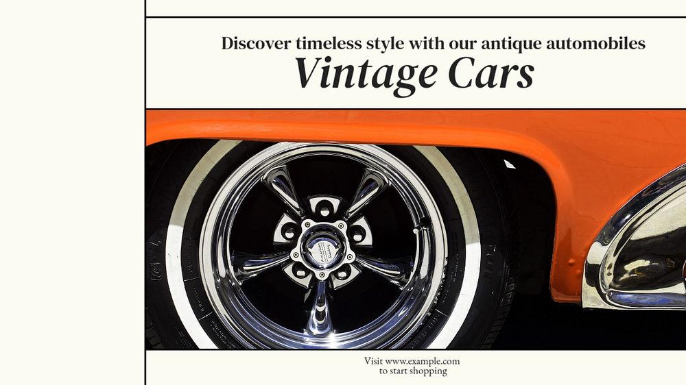 Vintage cars blog banner template, editable text