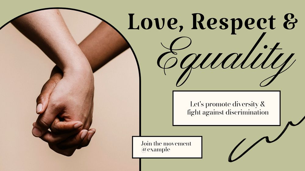 Love, respect & equality  Facebook cover template, editable design