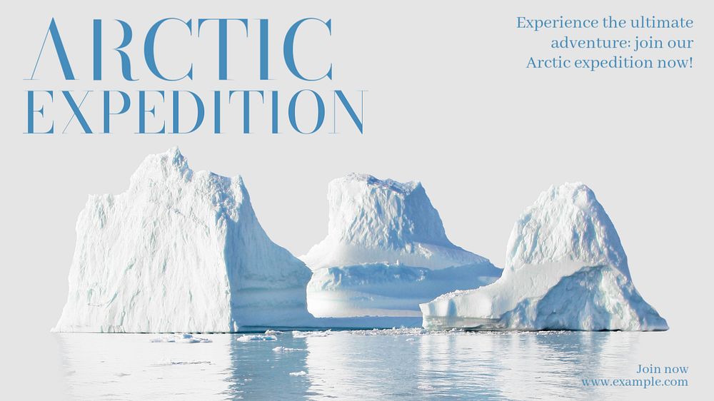 Arctic expedition  blog banner template, editable text