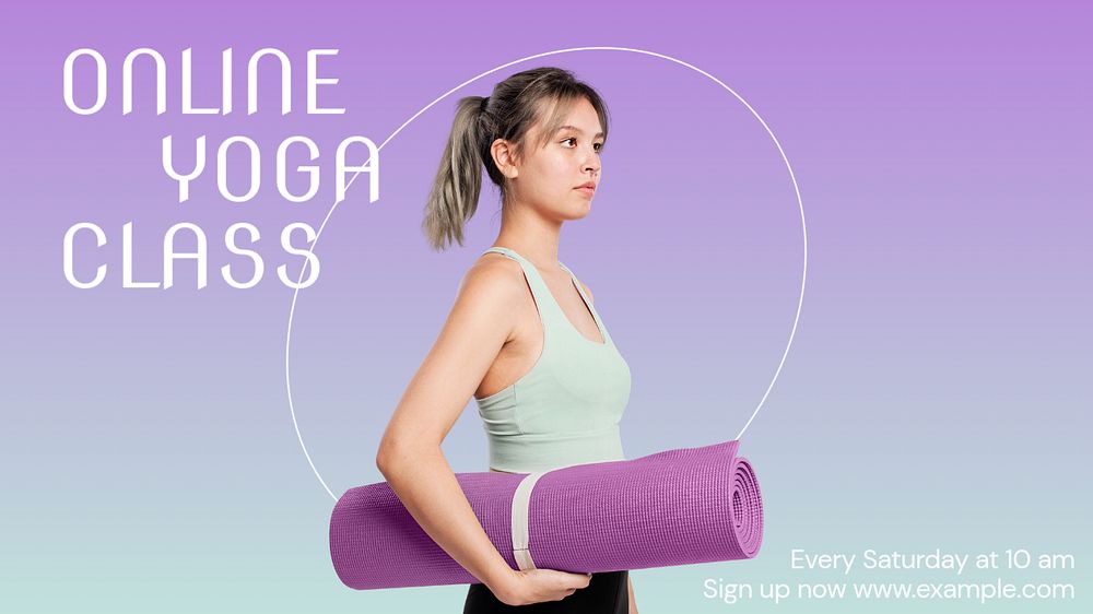 Online yoga class blog banner template, editable text