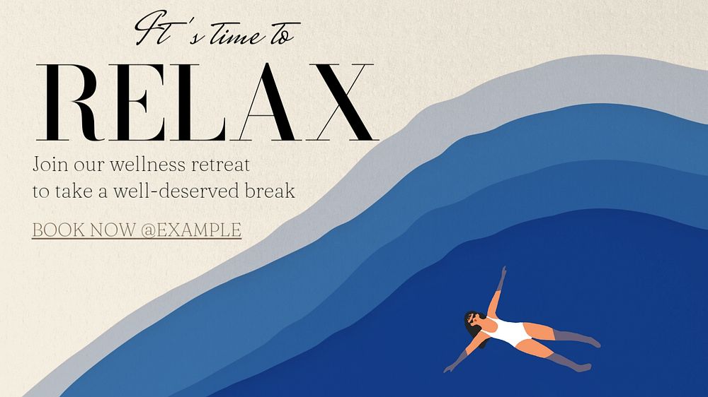 Relax, wellness retreat  blog banner template, editable text