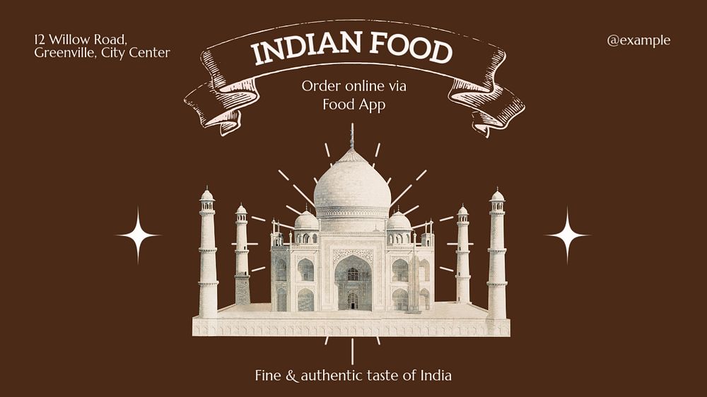 Indian food  blog banner template, editable text