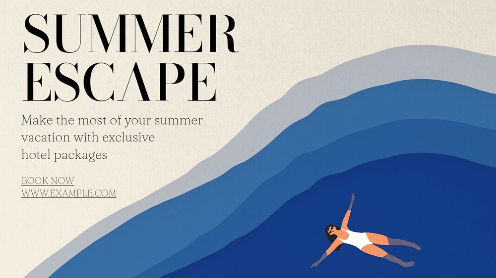 Summer escape  blog banner template, editable text