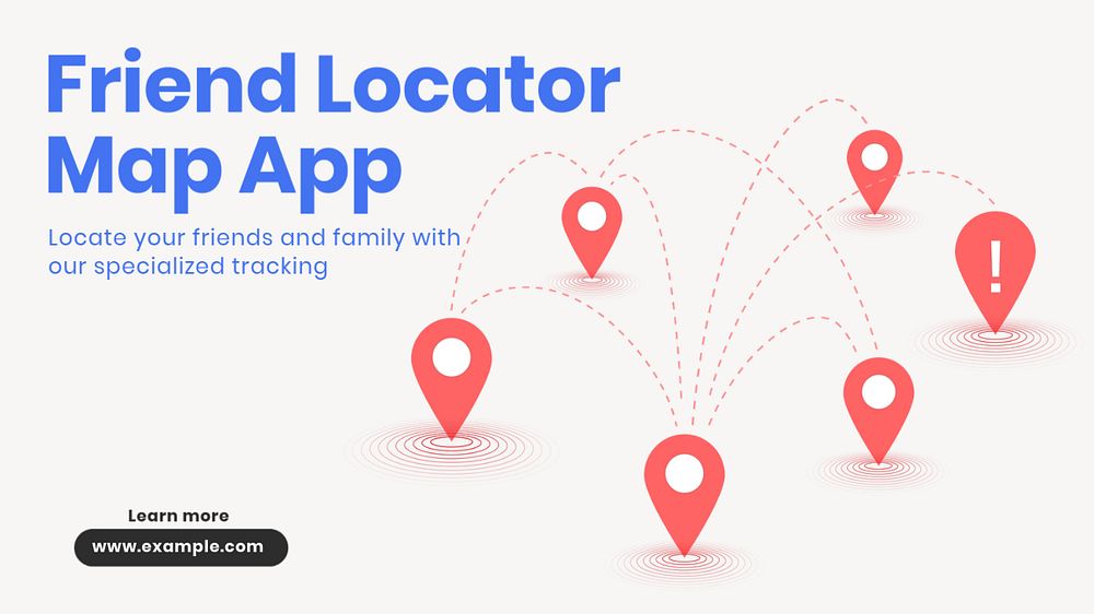 Map app  blog banner template, editable text