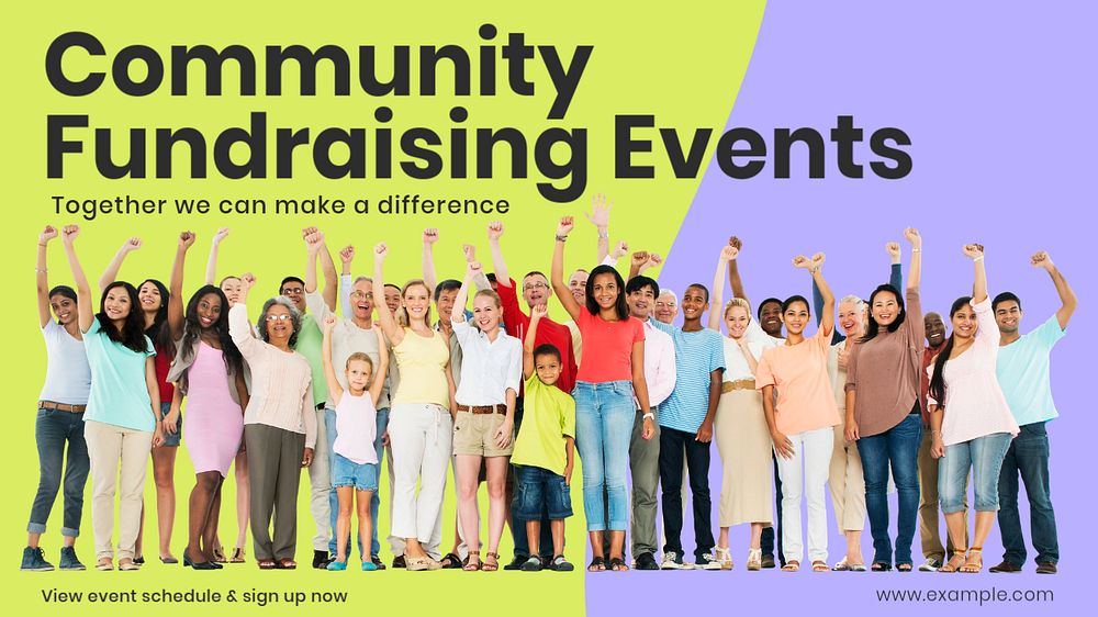 Community fundraising & events  blog banner template, editable text