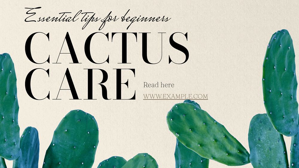 Cactus care  blog banner template, editable text