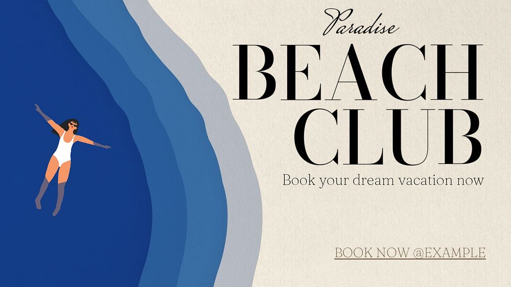 Paradise beach club  blog banner template, editable text