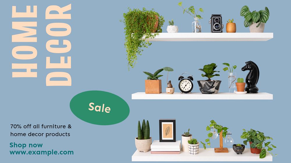 Home decor  blog banner template, editable text