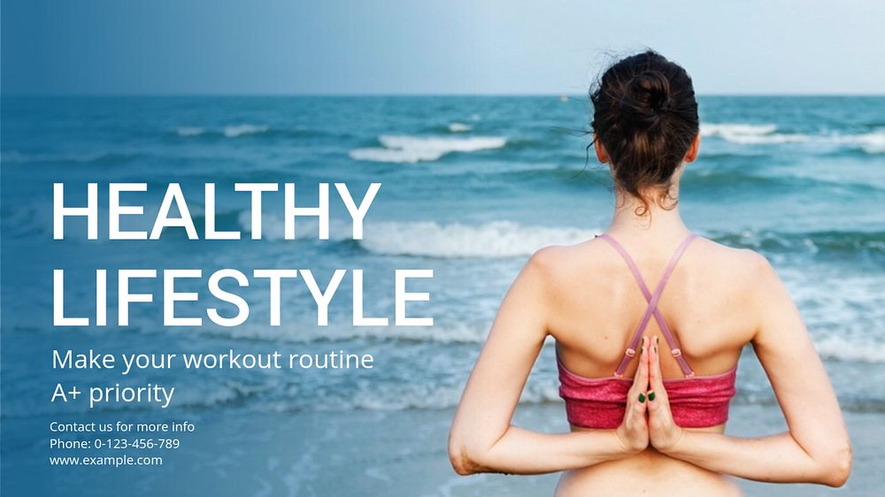 Healthy lifestyle blog banner template, editable text