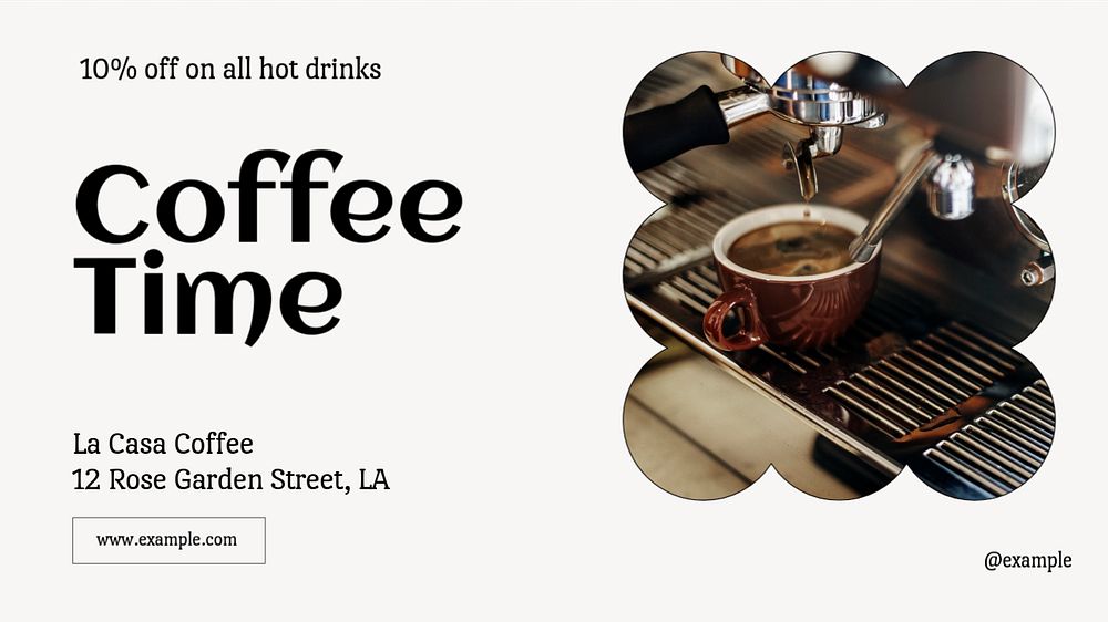 Coffee shop promotion  blog banner template, editable text