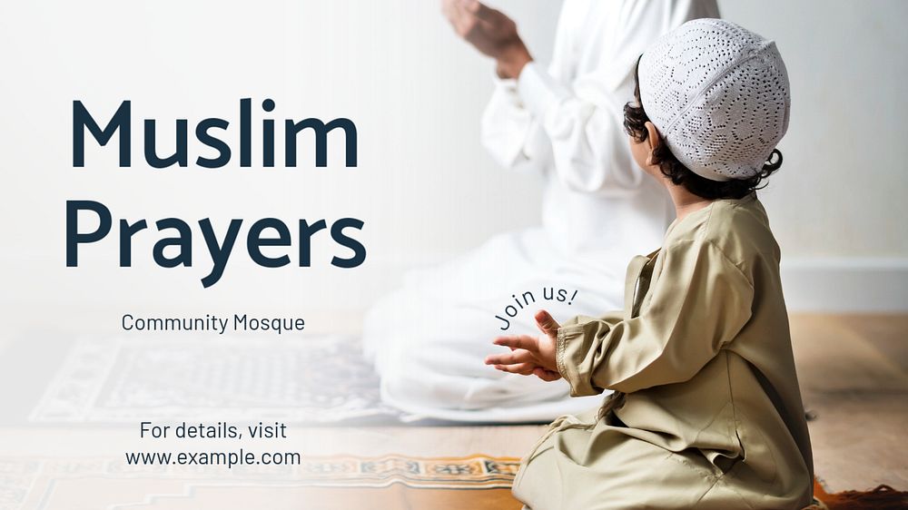 Muslim prayers blog banner template, editable text