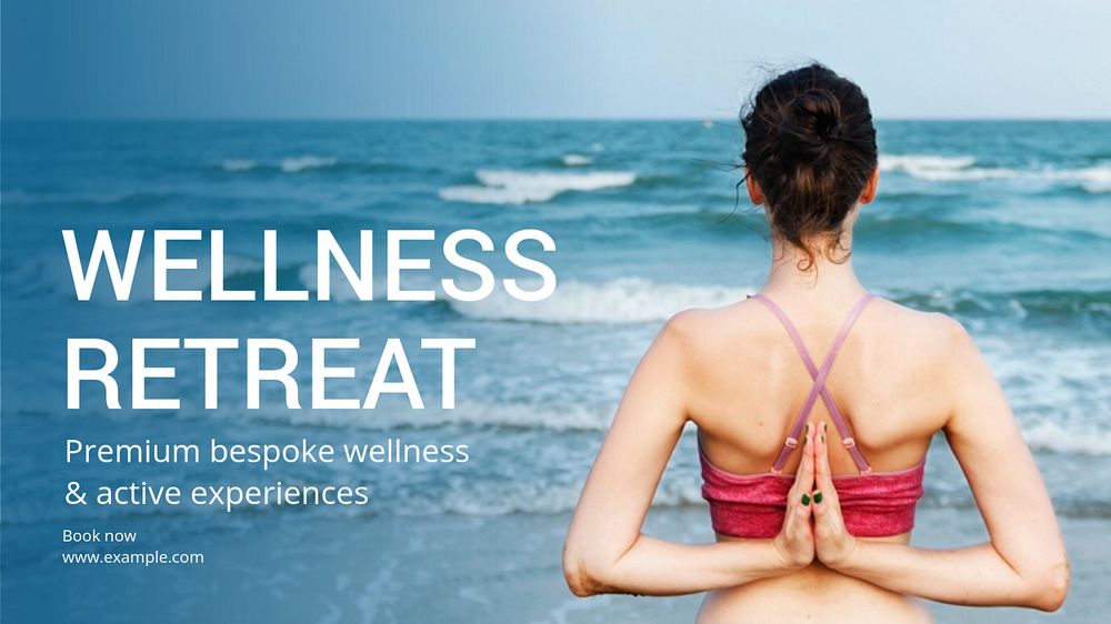 Wellness retreat blog banner template, editable text