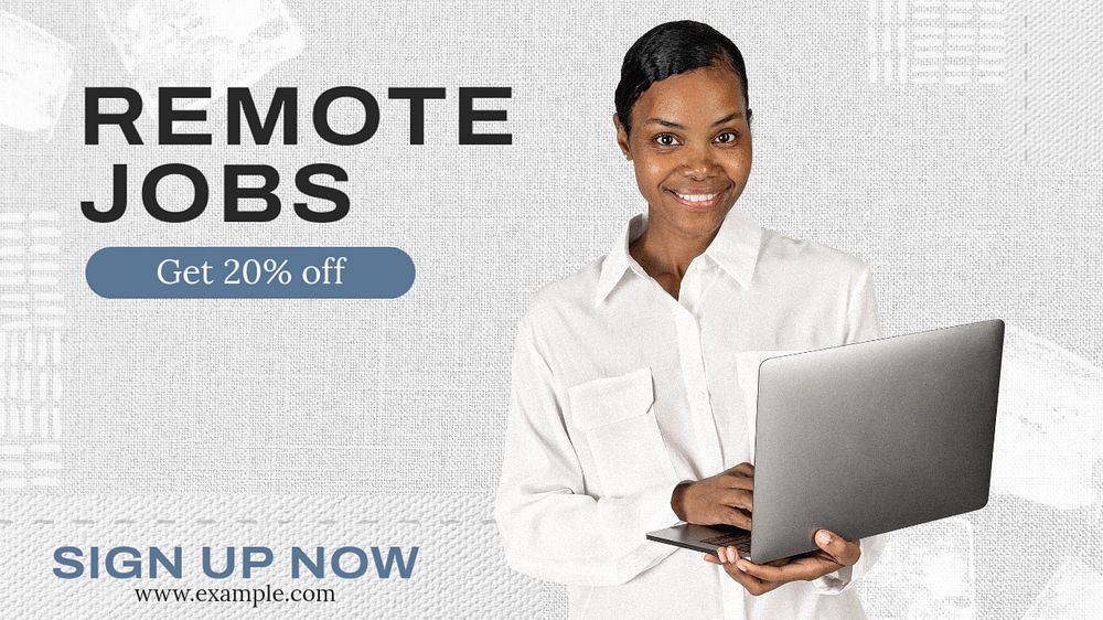 Remote jobs blog banner template, editable text