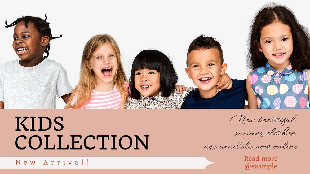 Kids collection  blog banner template, editable text