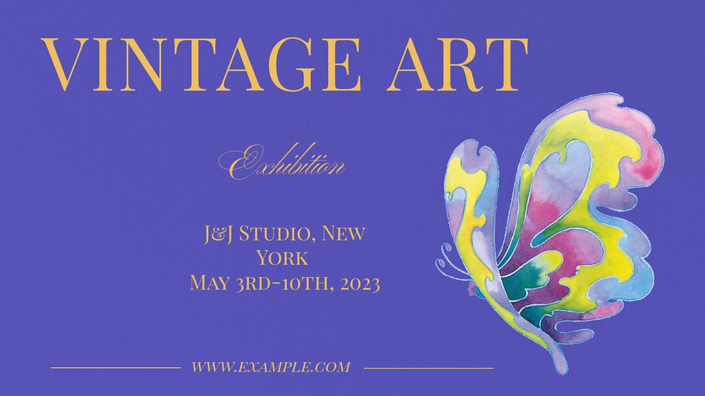 Vintage art exhibition blog banner template, editable text