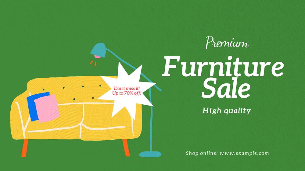 Furniture sale blog banner template, editable text