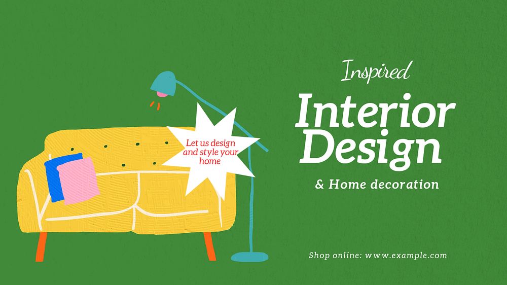 Interior design blog banner template, editable text