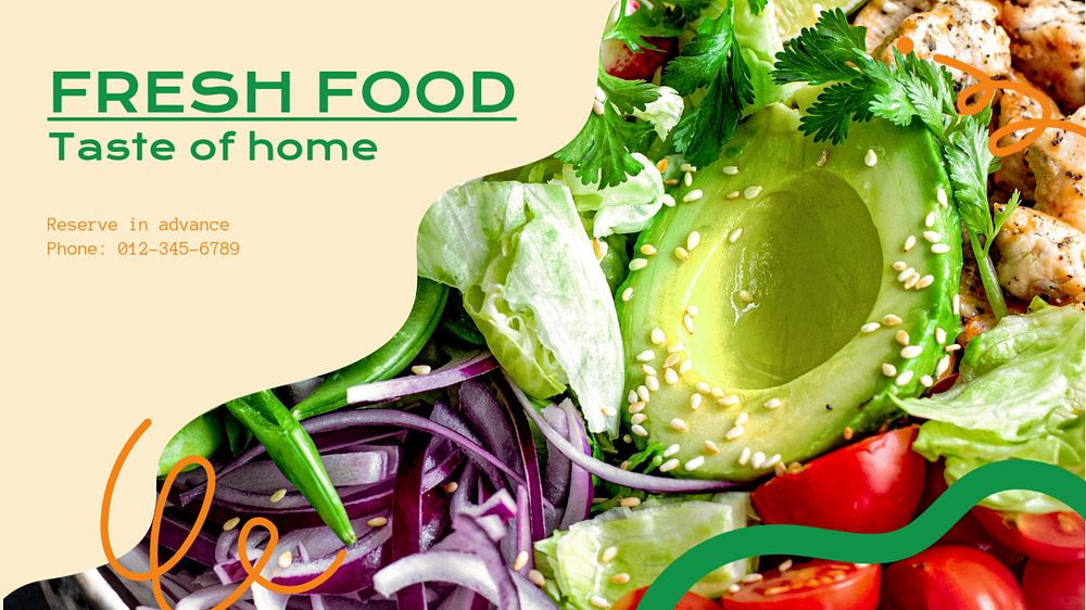 Fresh food blog banner template, editable text