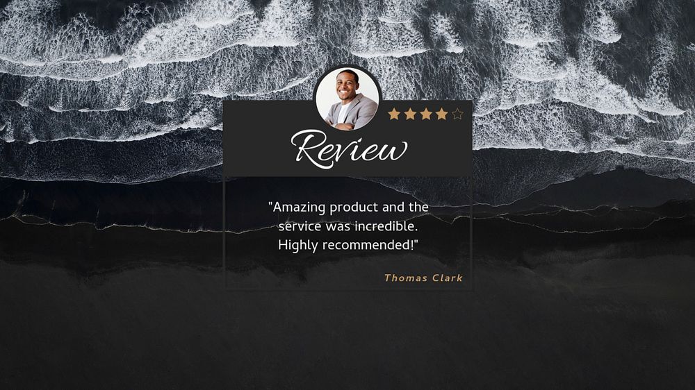 Customer review blog banner template, editable text