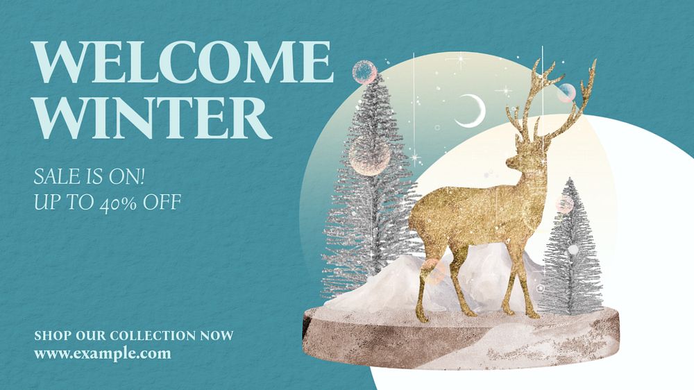 Welcome winter sale blog banner template, editable text