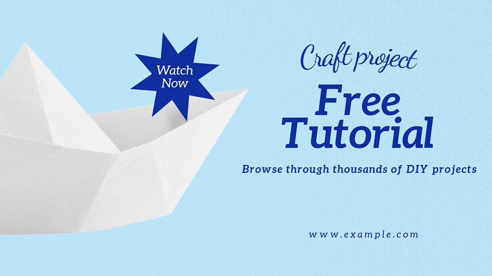 Free tutorial blog banner template, editable text