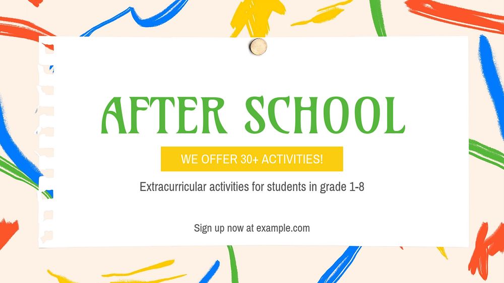 After school activity blog banner template, editable text