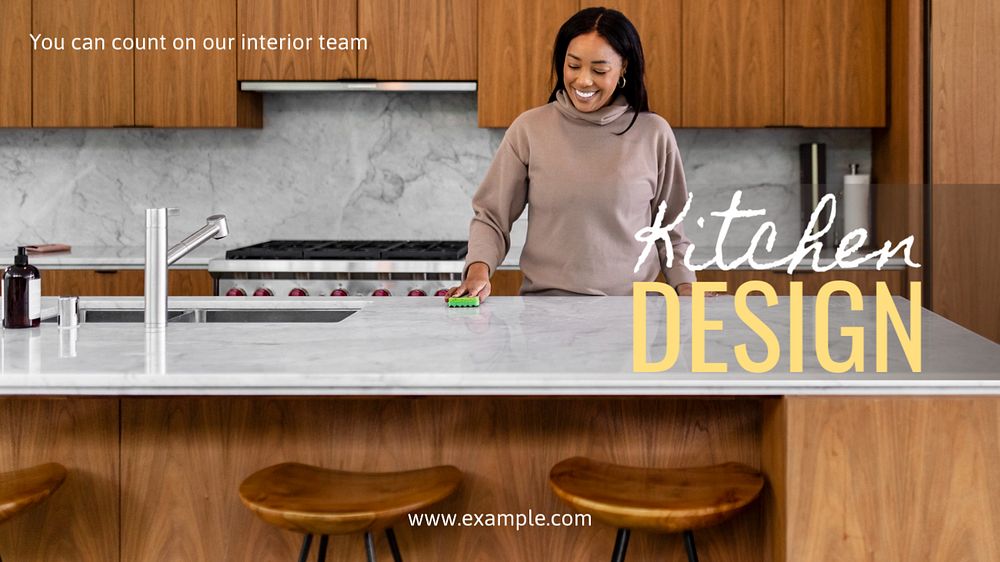 Kitchen design blog banner template, editable text