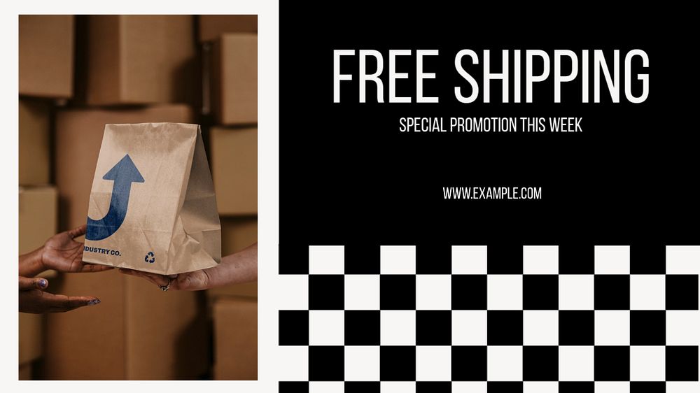 Free shipping blog banner template, editable text