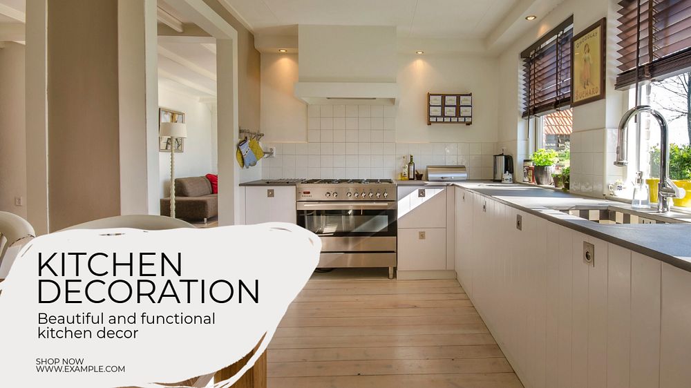 Kitchen decoration blog banner template, editable text