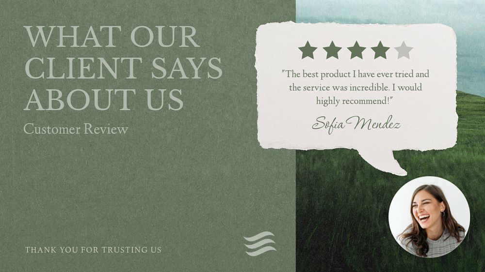 Client review  blog banner template, editable text