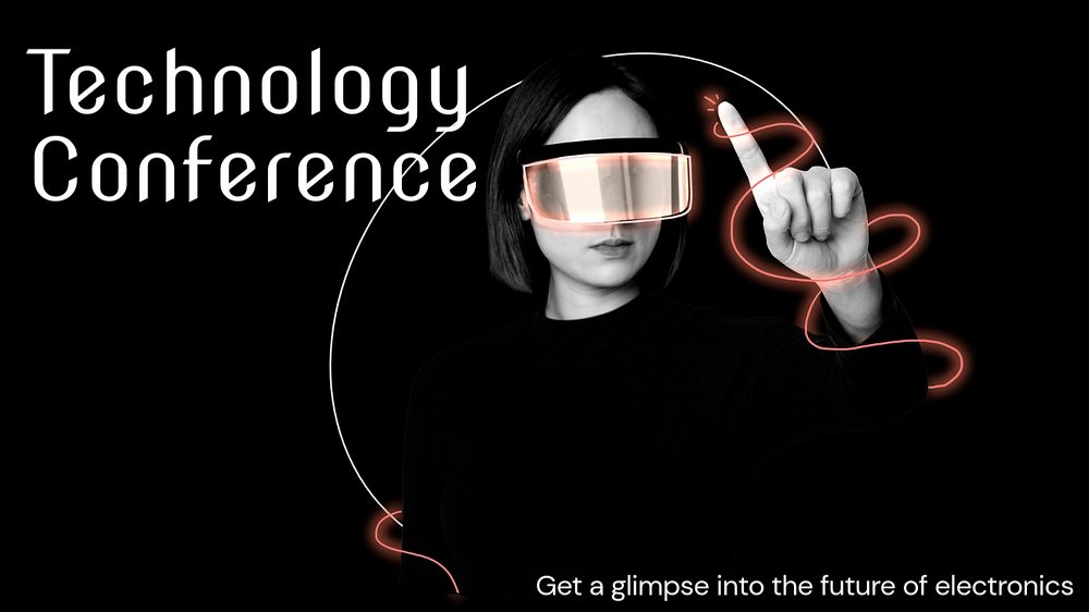 Technology conference  blog banner template, editable text